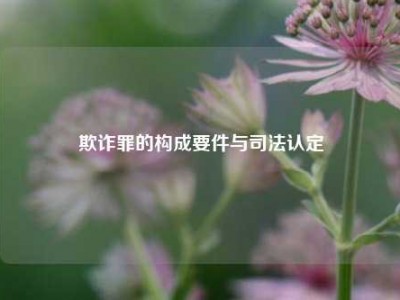 欺诈罪的构成要件与司法认定