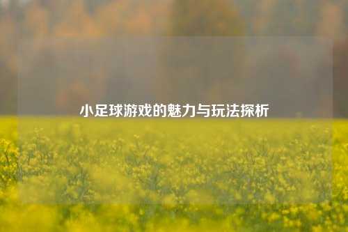 小足球游戏的魅力与玩法探析